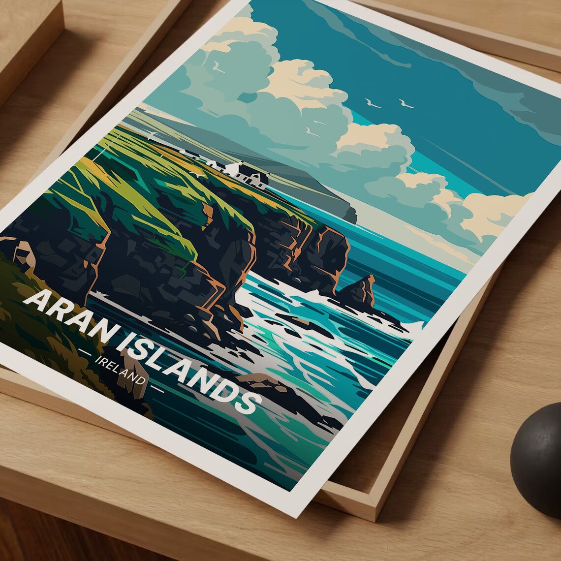 Aran Islands Ireland Rocky Cliffs Cottage Wild Sea Travel Poster - Image 3