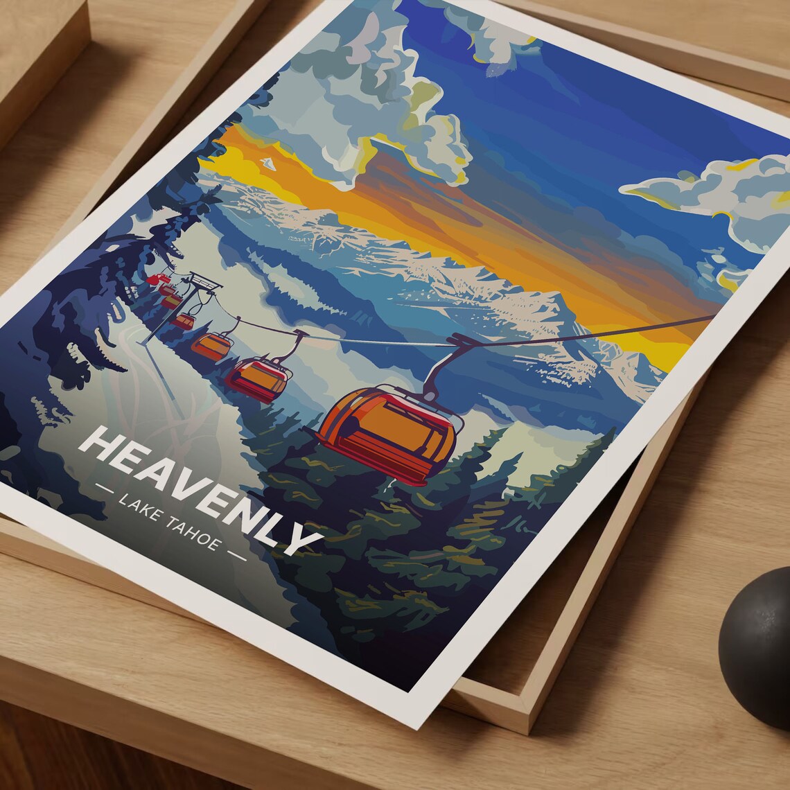 Lake Tahoe Ski Destinations Travel Poster, Mountain Decor - Image 3