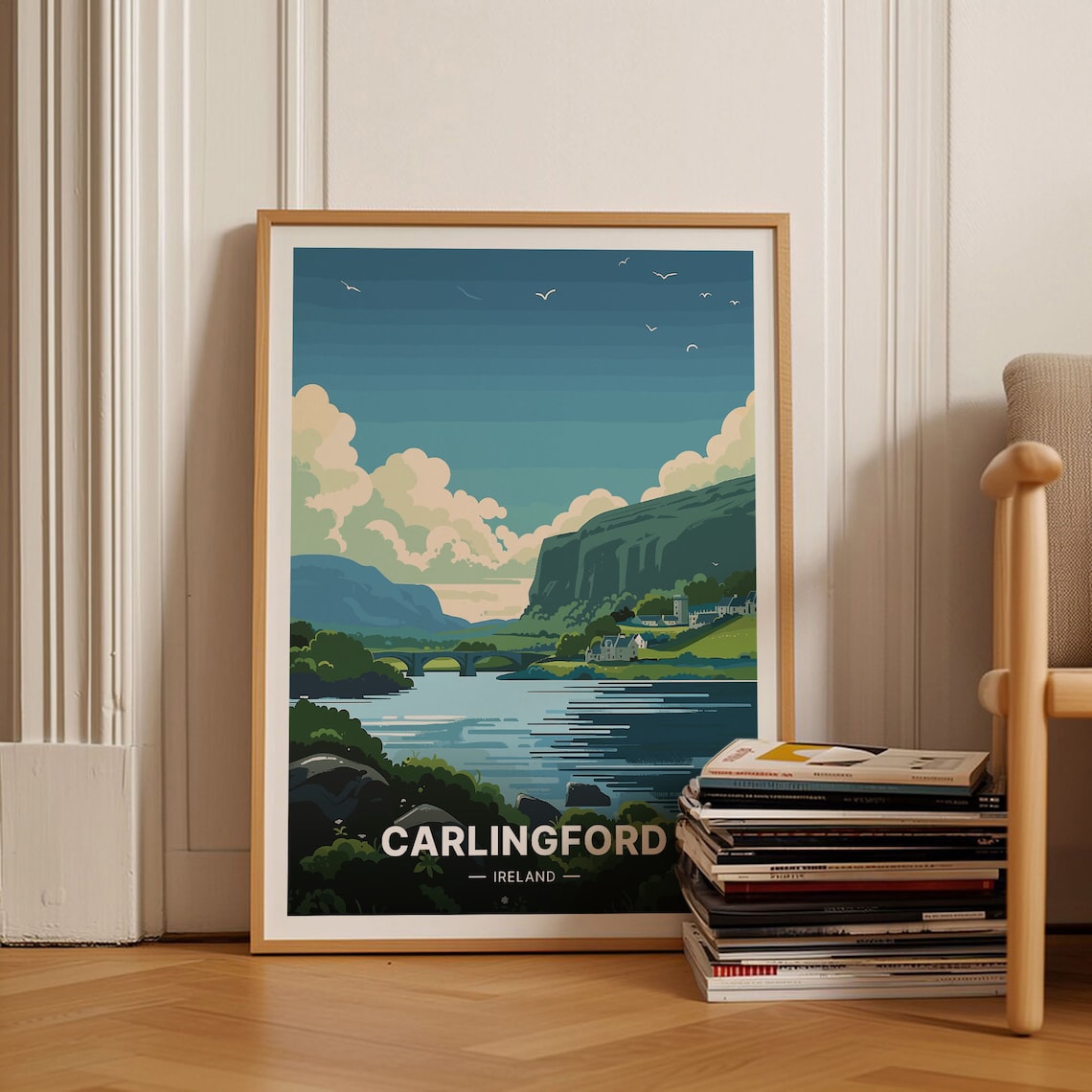 Carlingford Ireland Peaceful Lough Mountains Village Travel Poster