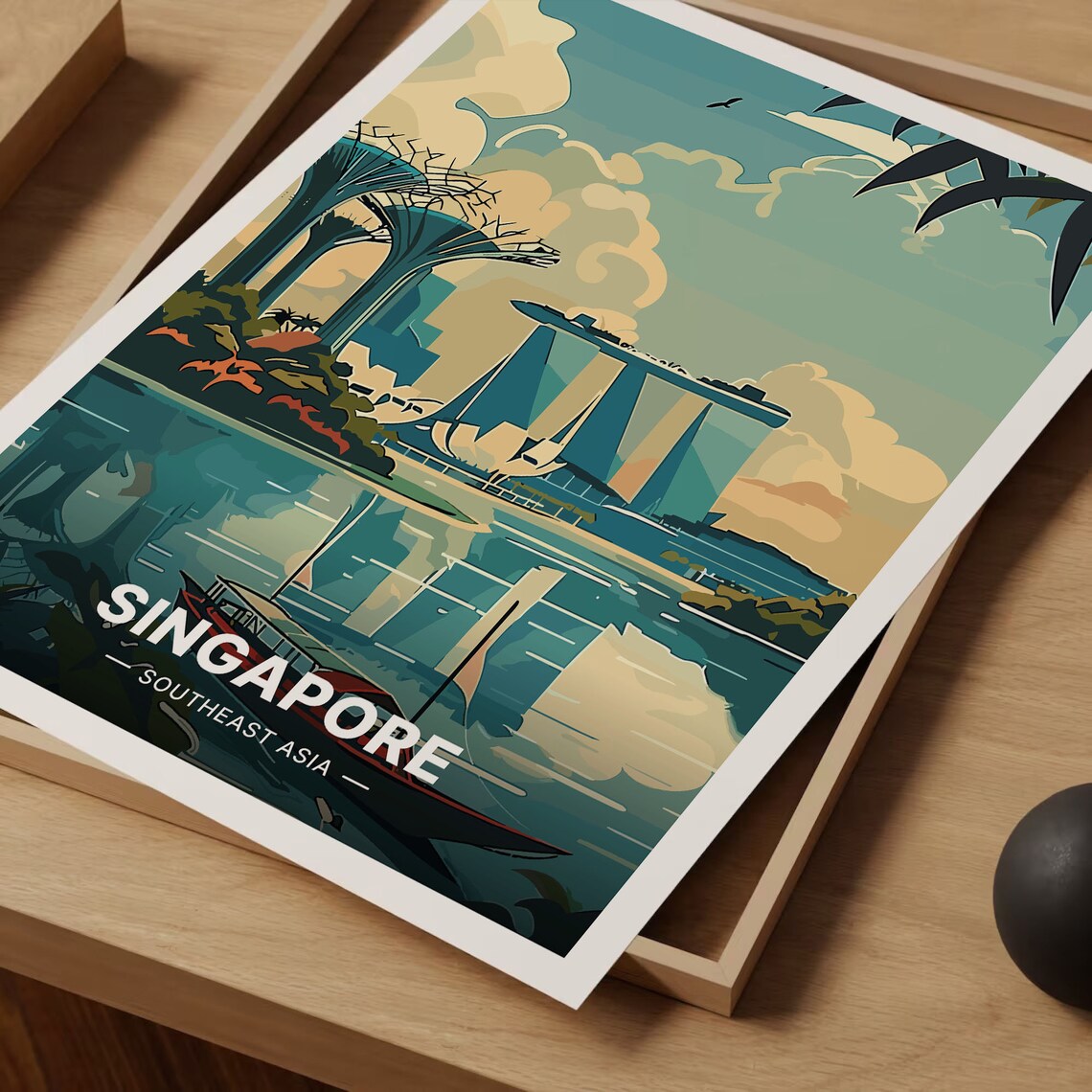 Singapore Skyline Minimalist Travel Poster, Southeast Asia - Image 3