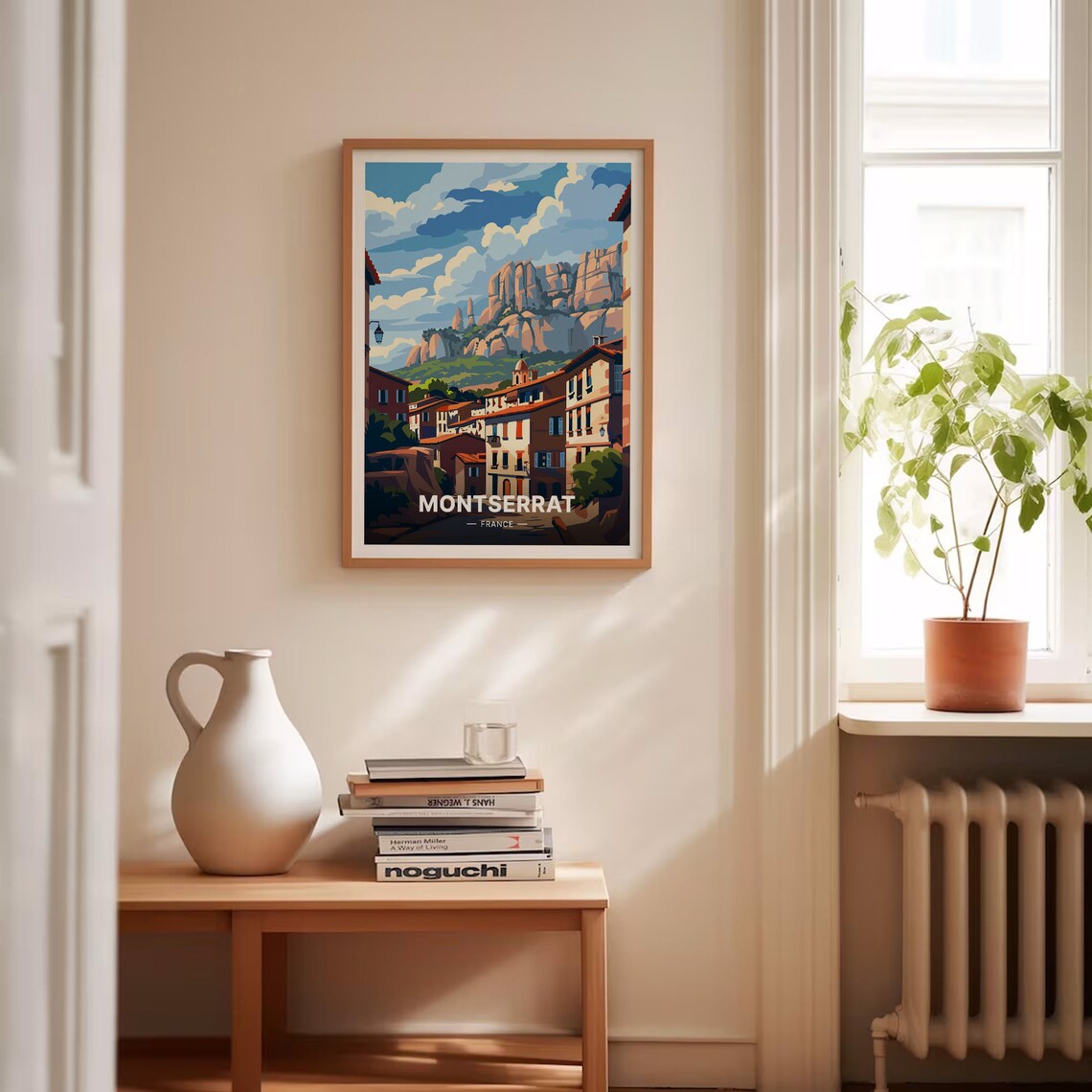 Montserrat France Village Rocky Peak Mountain Scenic Travel Poster - Image 4