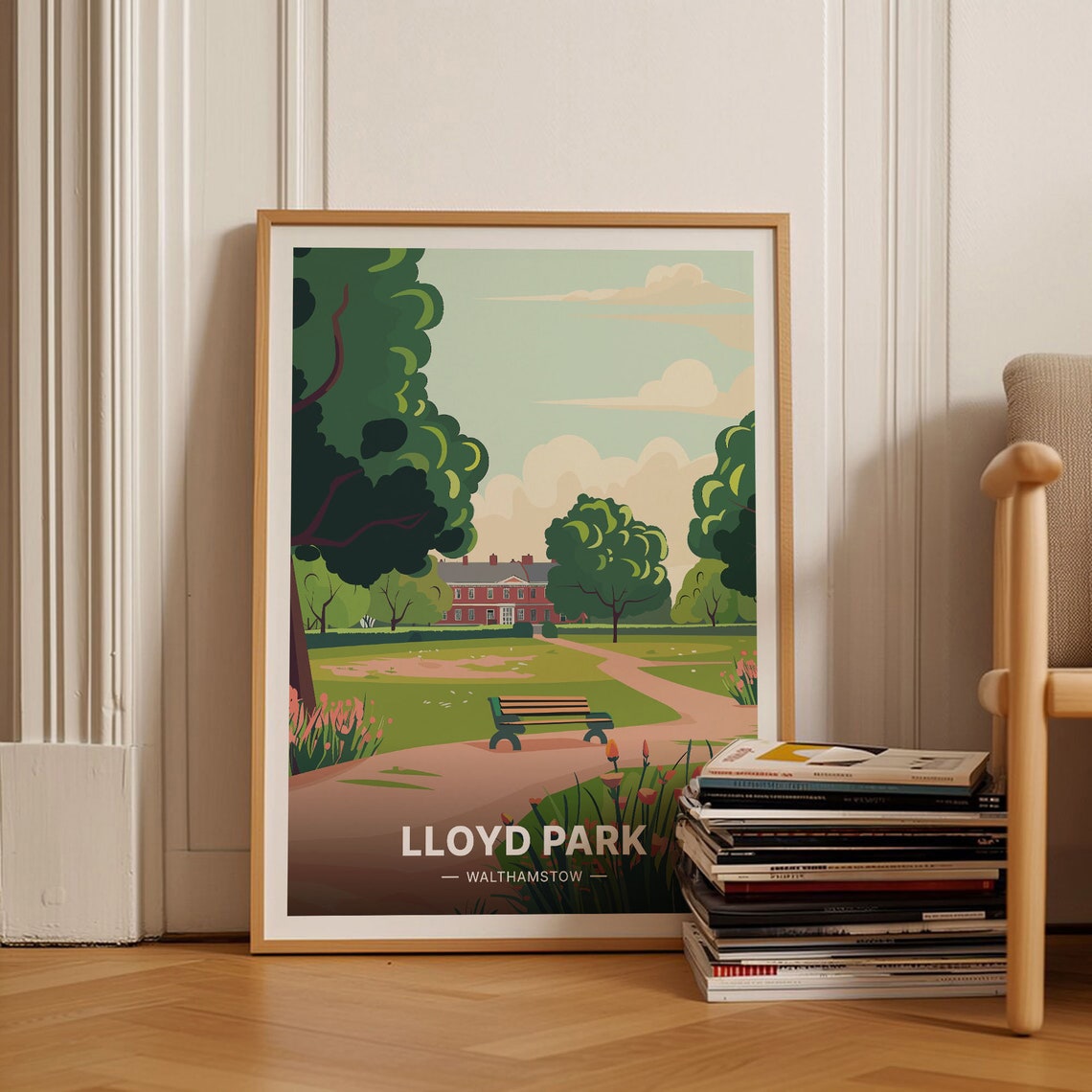 Lloyd Park Walthamstow London Garden Bench Red Brick House Poster