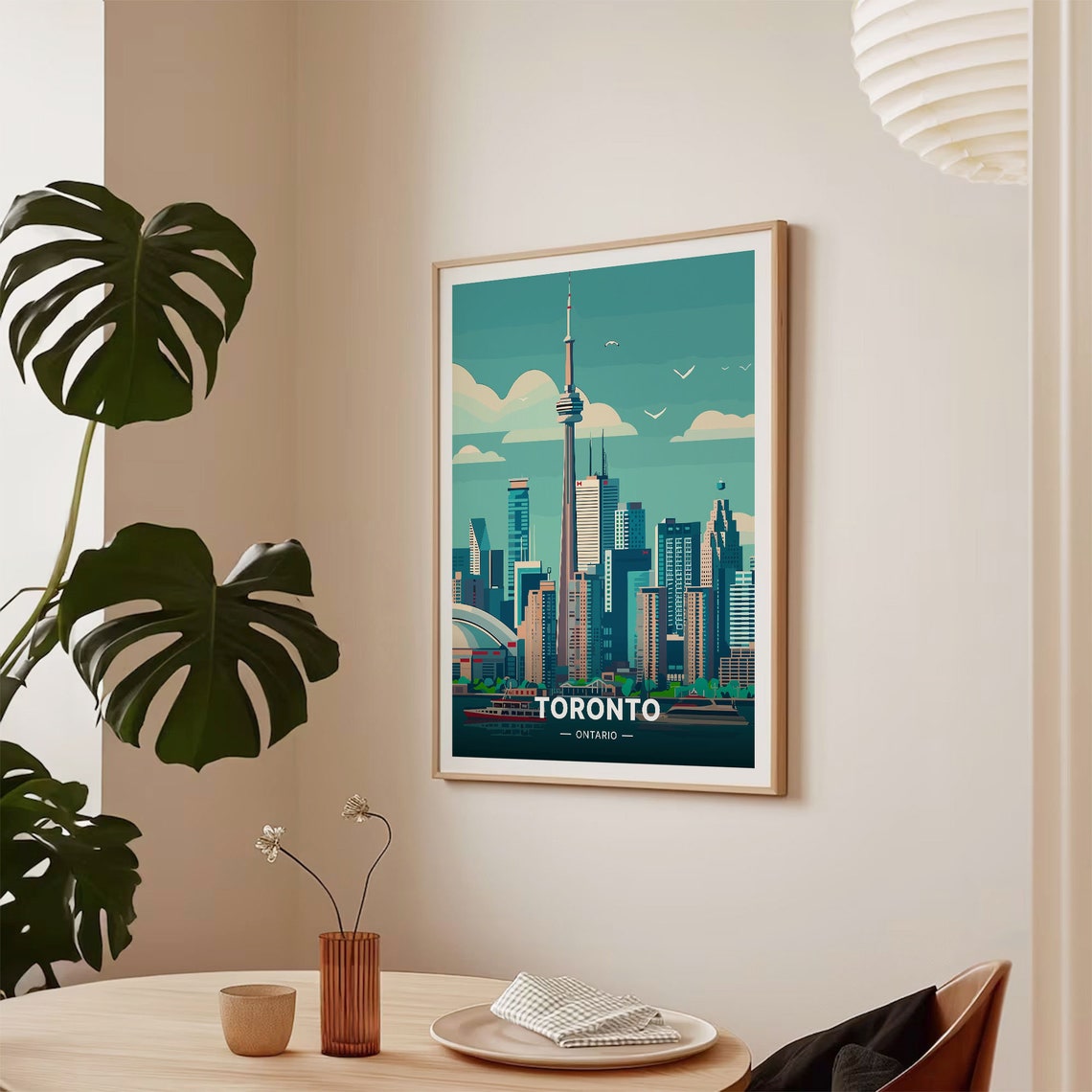 Toronto Ontario CN Tower Skyline Harbor Vintage Canada Travel Poster - Image 2