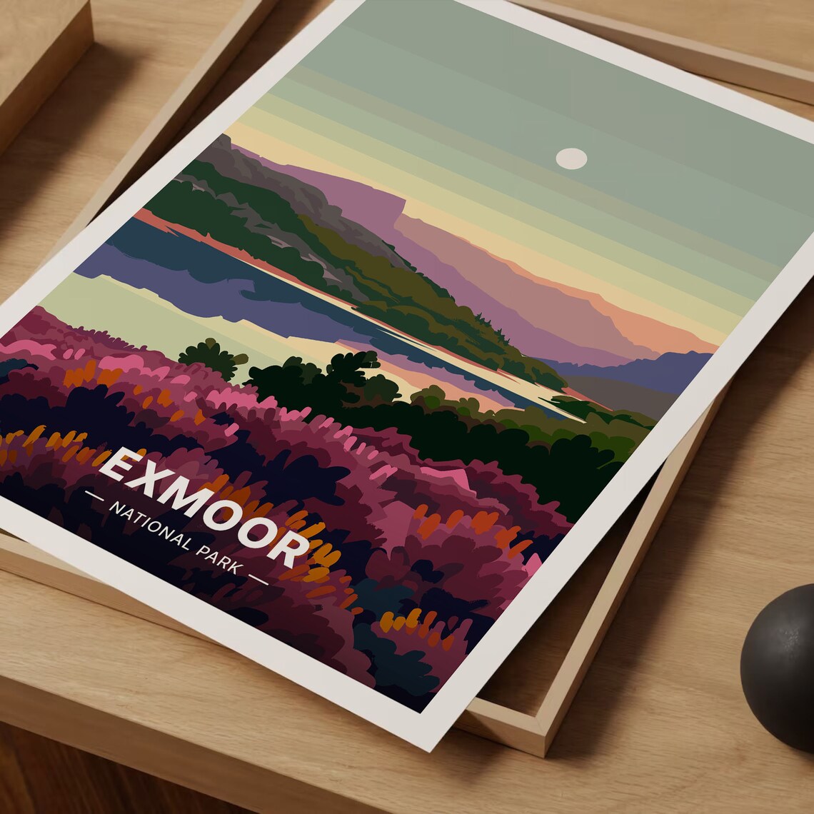 Exmoor National Park Heather Moorland Purple Hills Vintage Travel Poster - Image 3