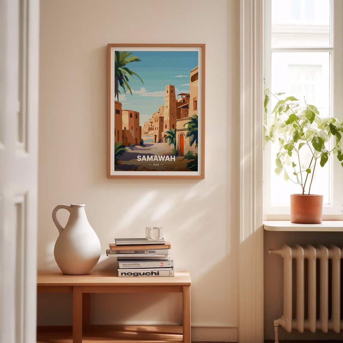 Samawah Iraq Old Town Sandstone Palms Retro Vintage Travel Poster - Image 4