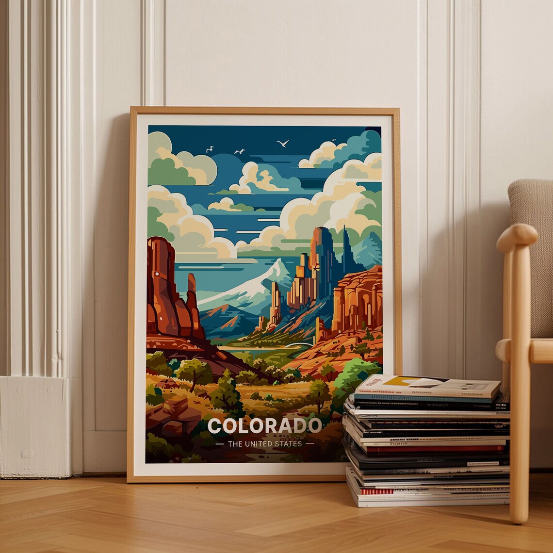 Colorado Travel Poster, Scenic Landscape Art Print