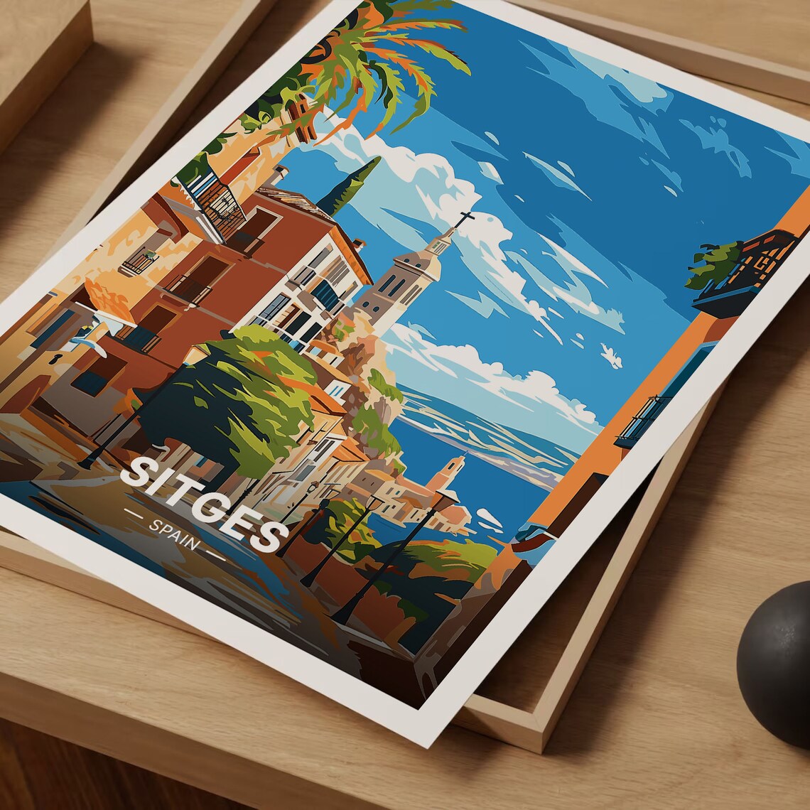 Sitges Spain Travel Poster, Artistic Home Office Decor - Image 3
