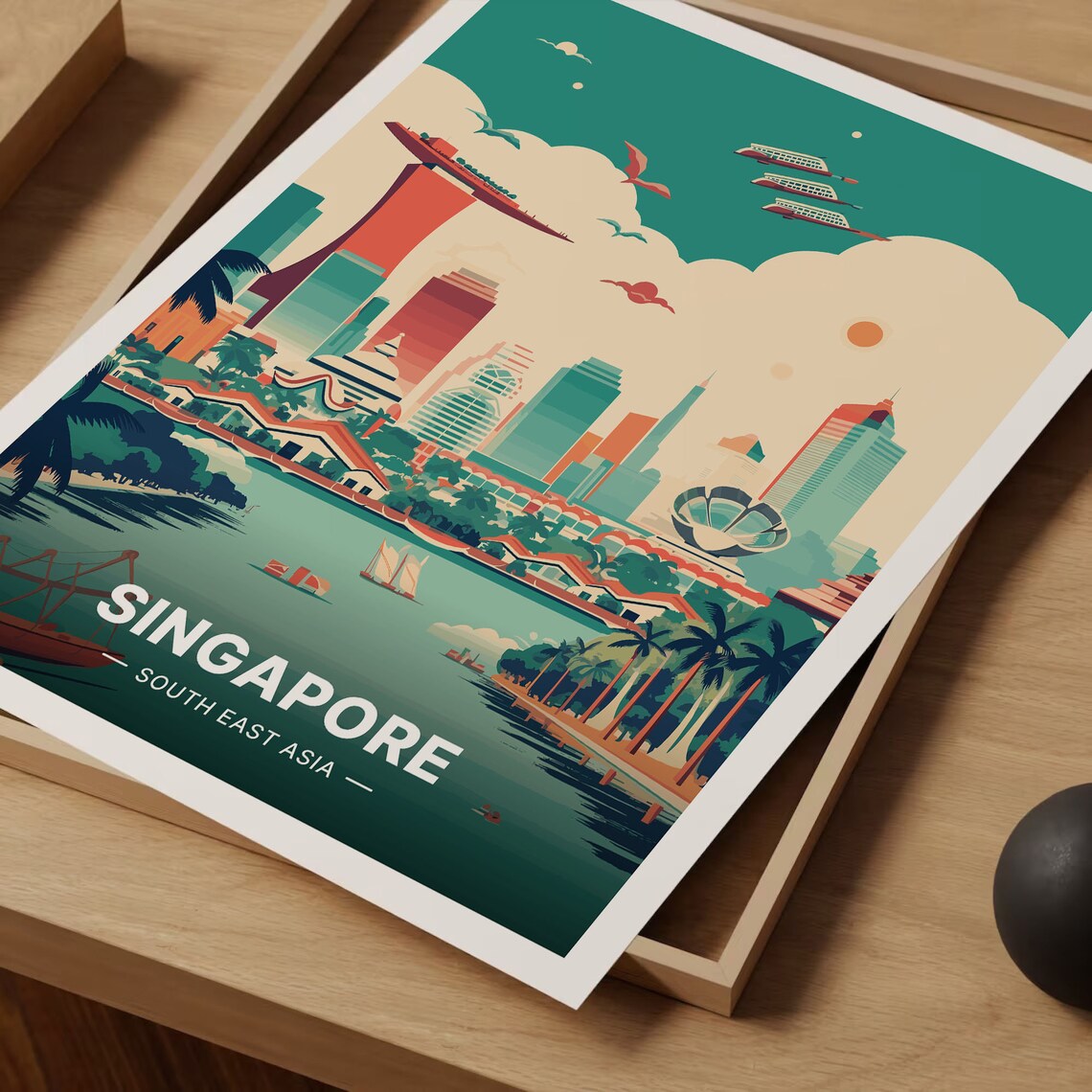 Singapore Travel Poster, Vibrant Cityscape Art Print - Image 3