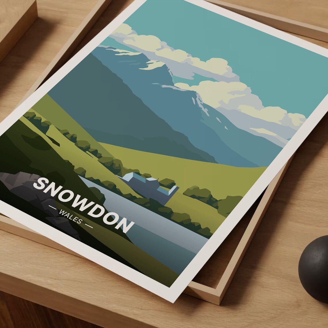 Snowdon Wales Snowdonia Peak Valley Farm Landscape Travel Poster - Image 3