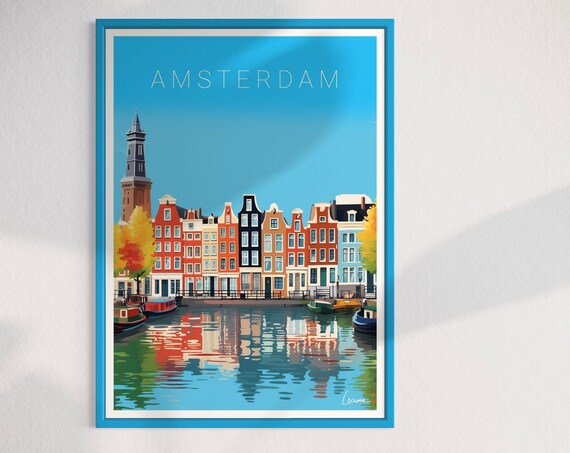Illustration Poster Of The City Amsterdam I Netherlands Holland