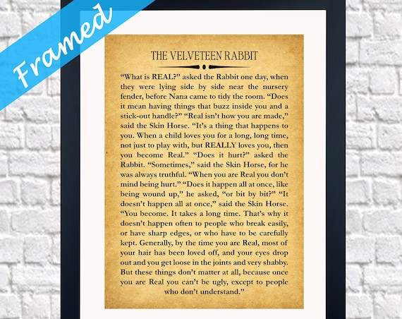 The Velveteen Rabbit What Is Real Vintage Book Passage Framed Quote Poster