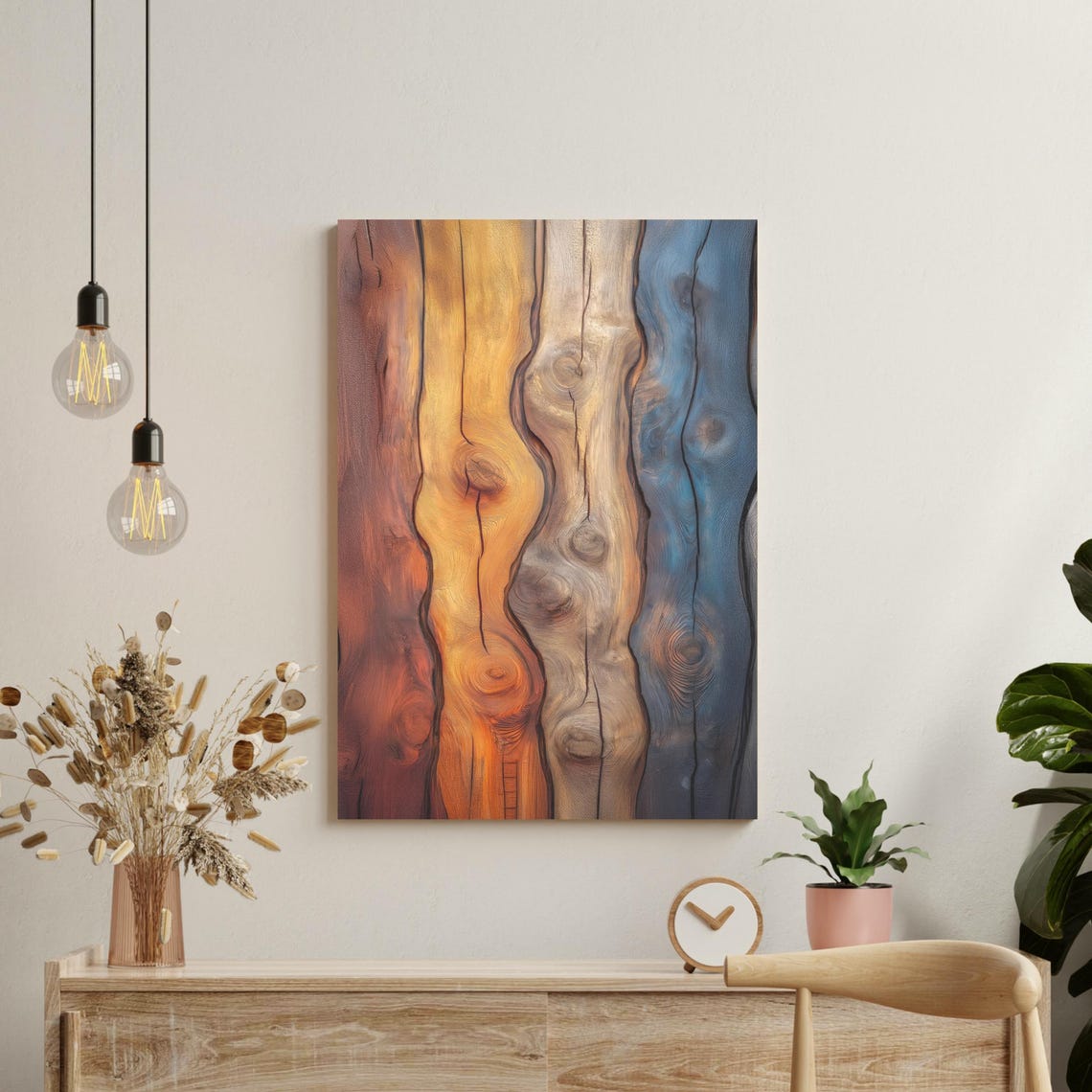 Rustic Wooden Planks Texture Warm Earthy Gradient Abstract Art Poster