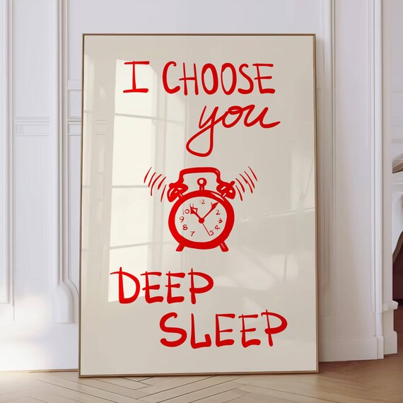 I Choose You Deep Sleep Red Hand Lettered Bedroom Quote Poster