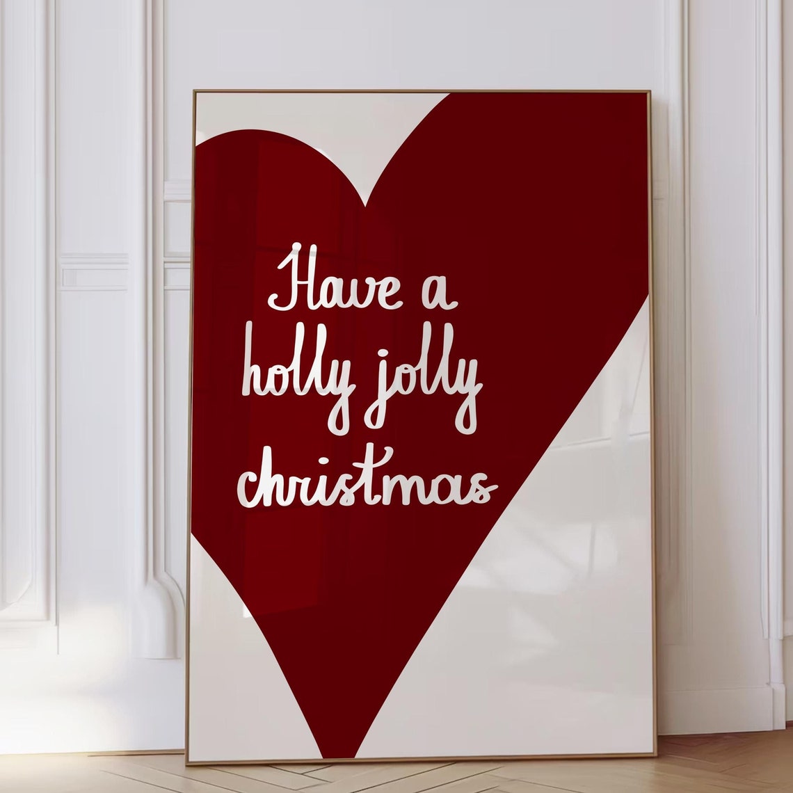 Have A Holly Jolly Christmas Red Heart White Script Holiday Poster