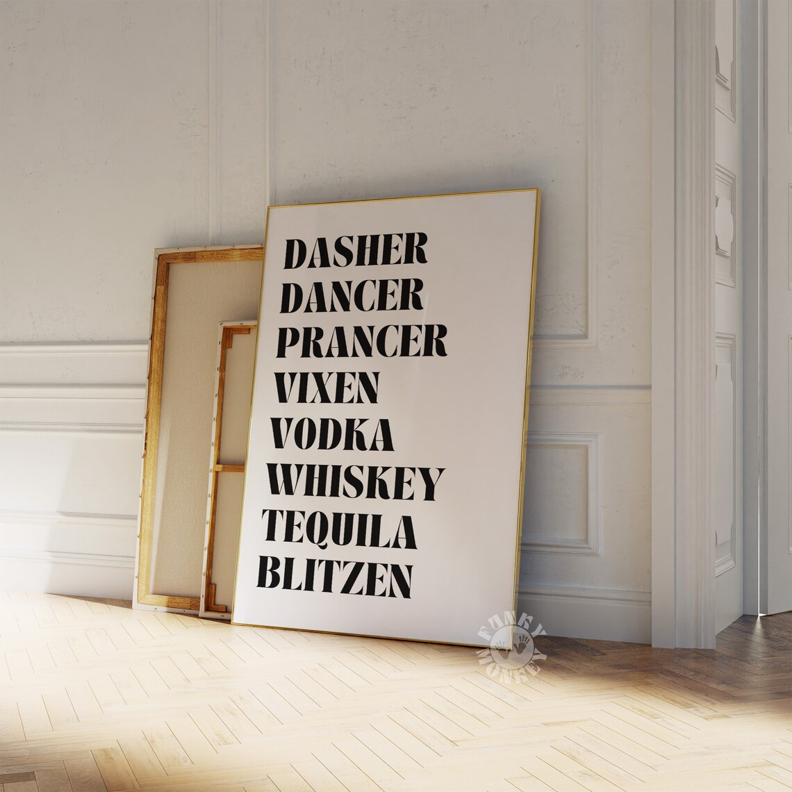Christmas Bar Cart Funny Holiday Poster, Preppy Aesthetic