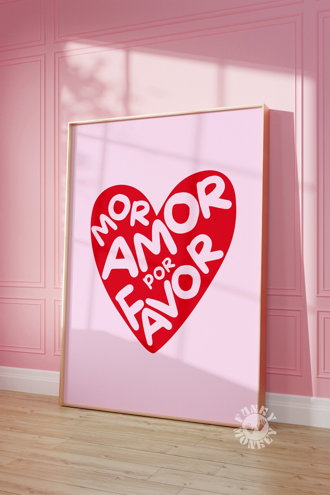 More Amor Por Favor Red Heart Wavy Typography Love Note Poster