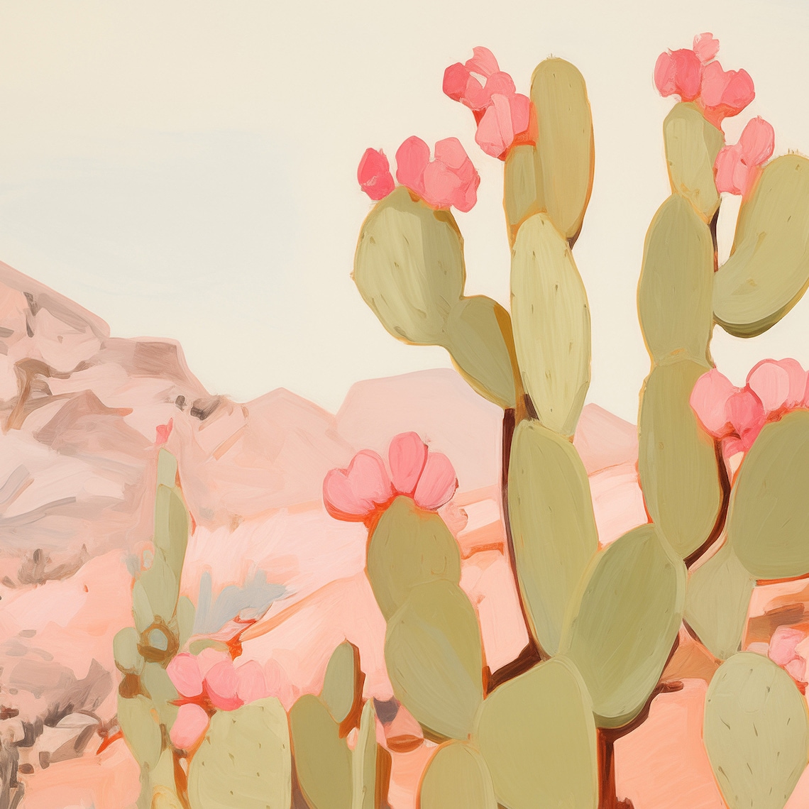 Desert Cactus Art Print, Western Boho Decor