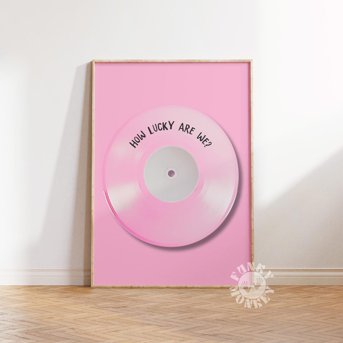 How Lucky Are We Light Pink Blush Vinyl Record Music Art Poster - Image 3