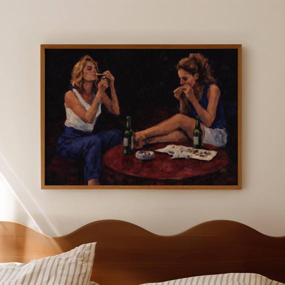 Abstract Women Smoking, Moody Fashion Poster