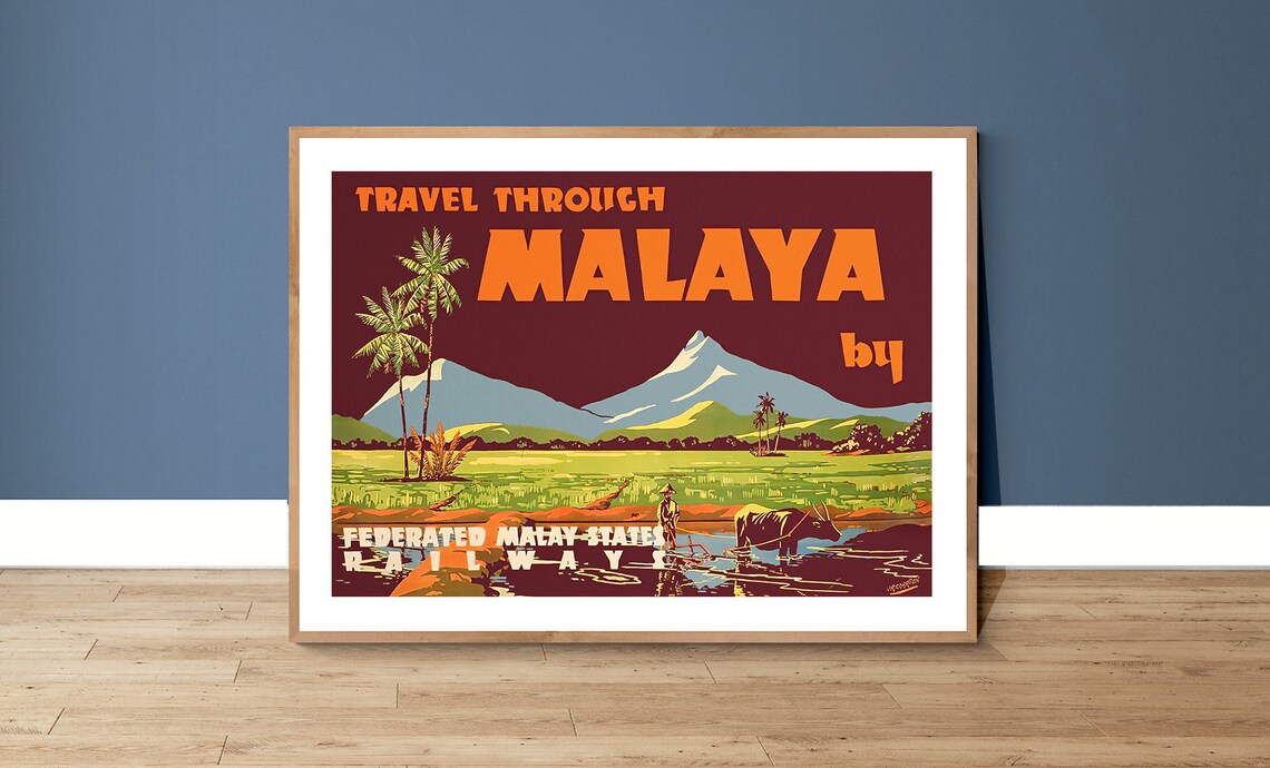 Travel Through Malaya Vintage Travel Poster