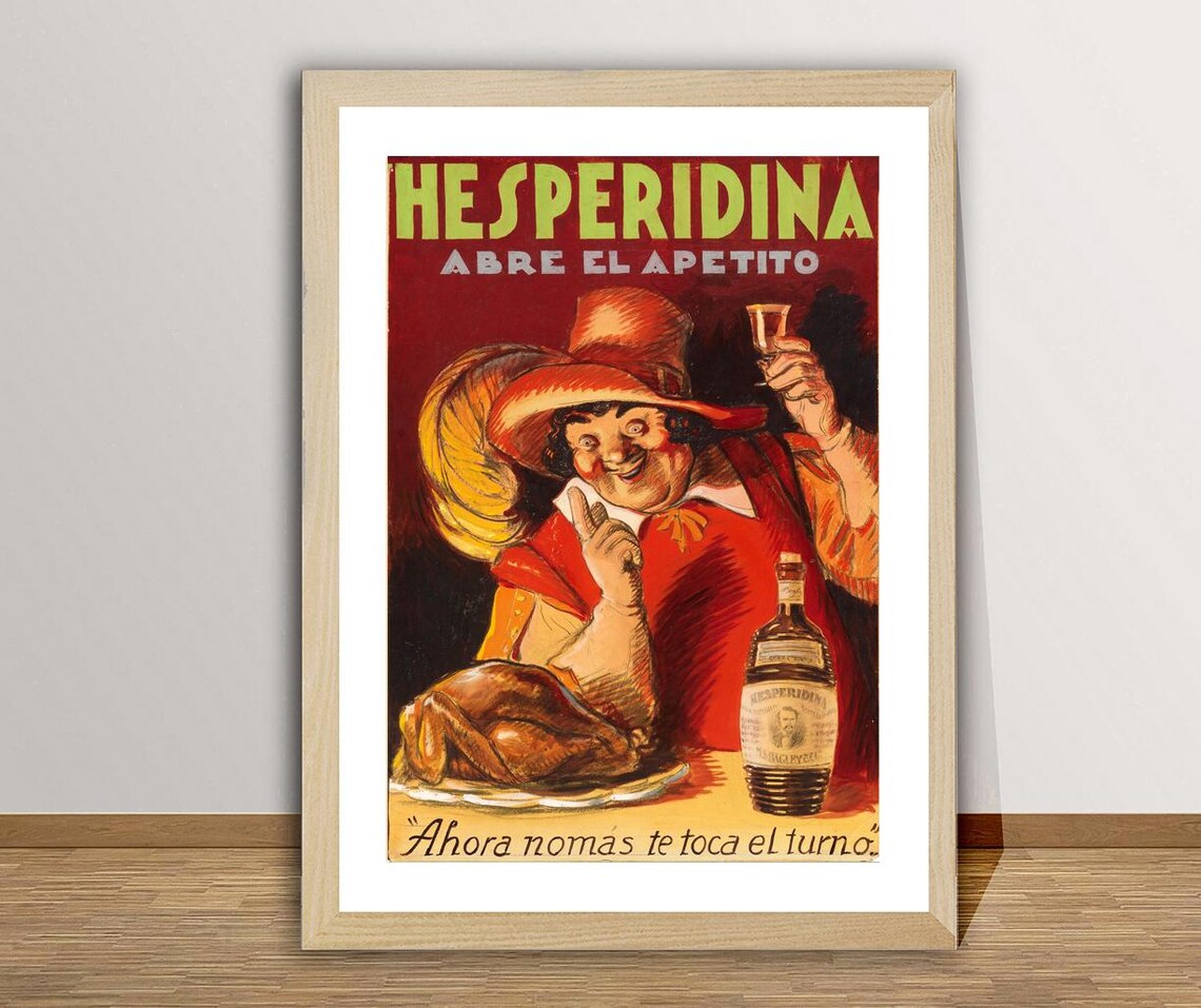 Hesperidina Abre el Apetito Jolly Man Vintage Spanish Liqueur Poster - Image 3