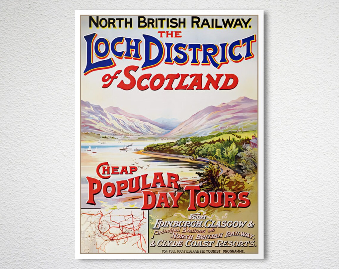 Loch District of Scotland North British Railway Vintage Travel Poster - Image 2