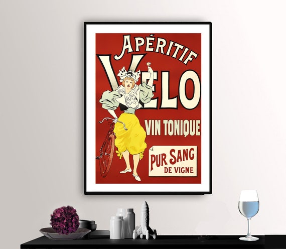 Aperitif Velo Vin Tonique Vintage Fooddrink Poster Art Print Poster Paper Or Print Gift Idea Wall Decor