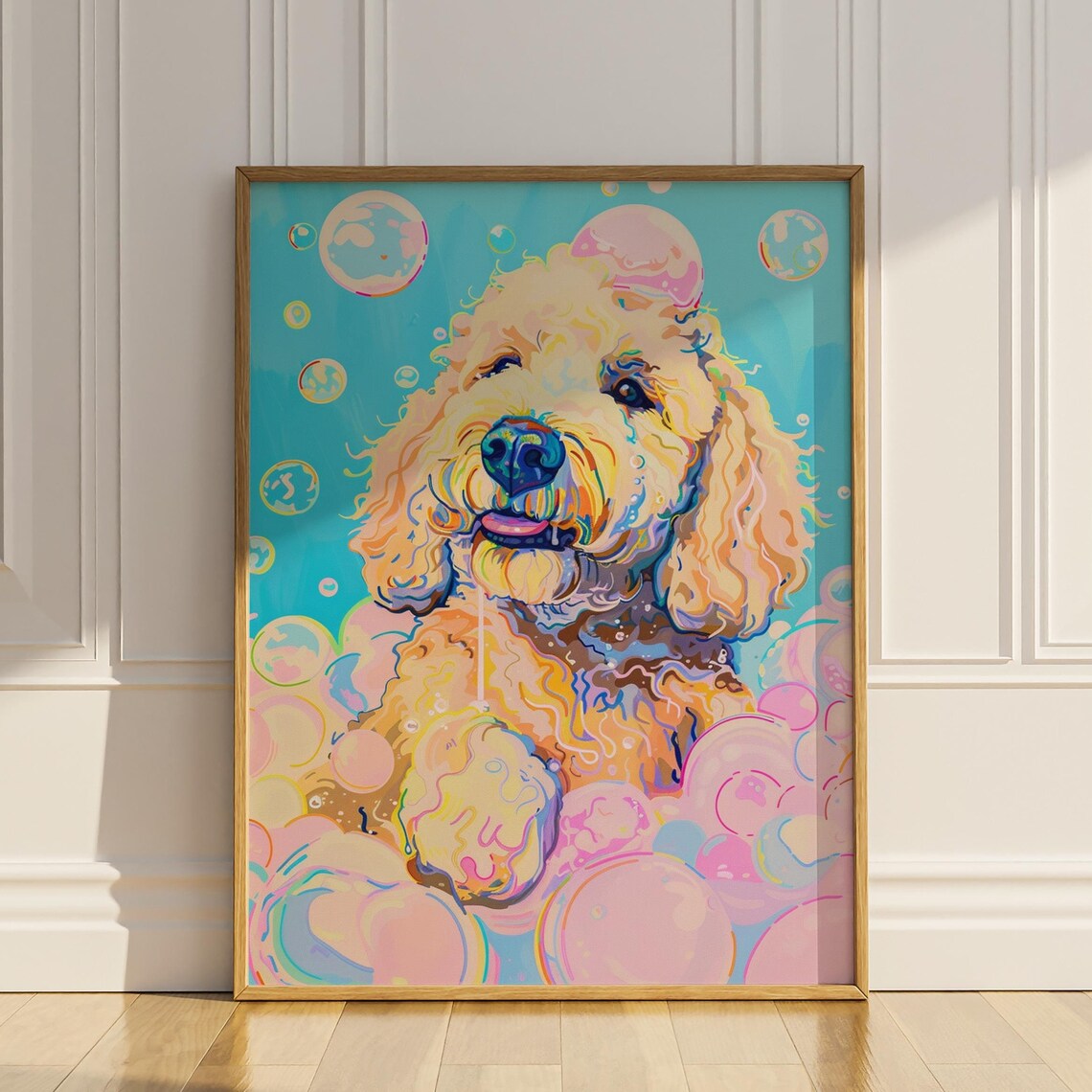 Goldendoodle Bathroom Funny Dog Poster Print