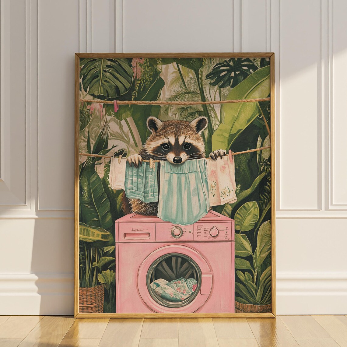 Raccoon Funny Laundry Room Wall Art Print