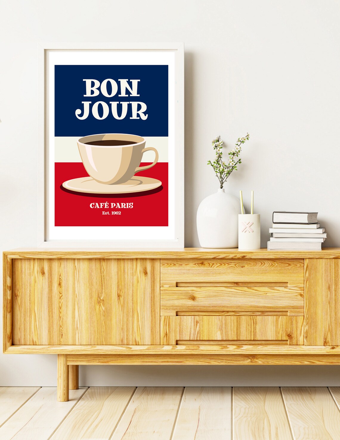 Bonjour Retro Kitchen Decor, Paris Cafe Poster - Image 3
