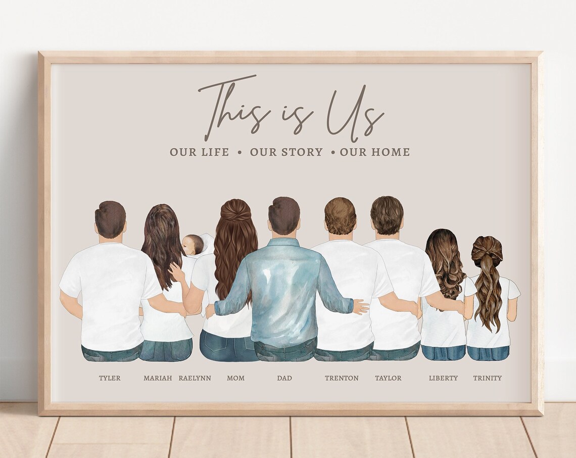 Personalized Mom Family Art Print, Mother's Day