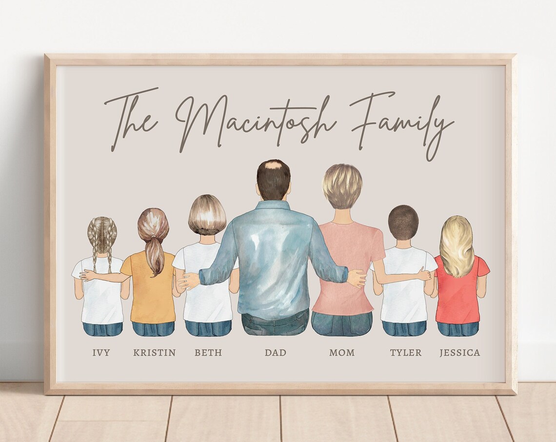 Custom 'The Macintosh Family' Seven Member Family Portrait Poster