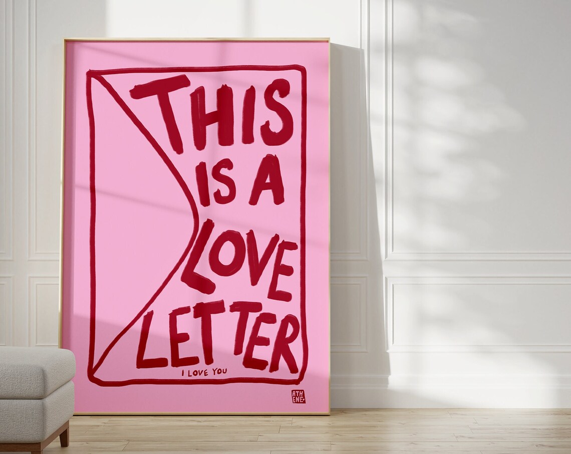 Love Letter Pastel Illustration, Lovecore Boho Art Print