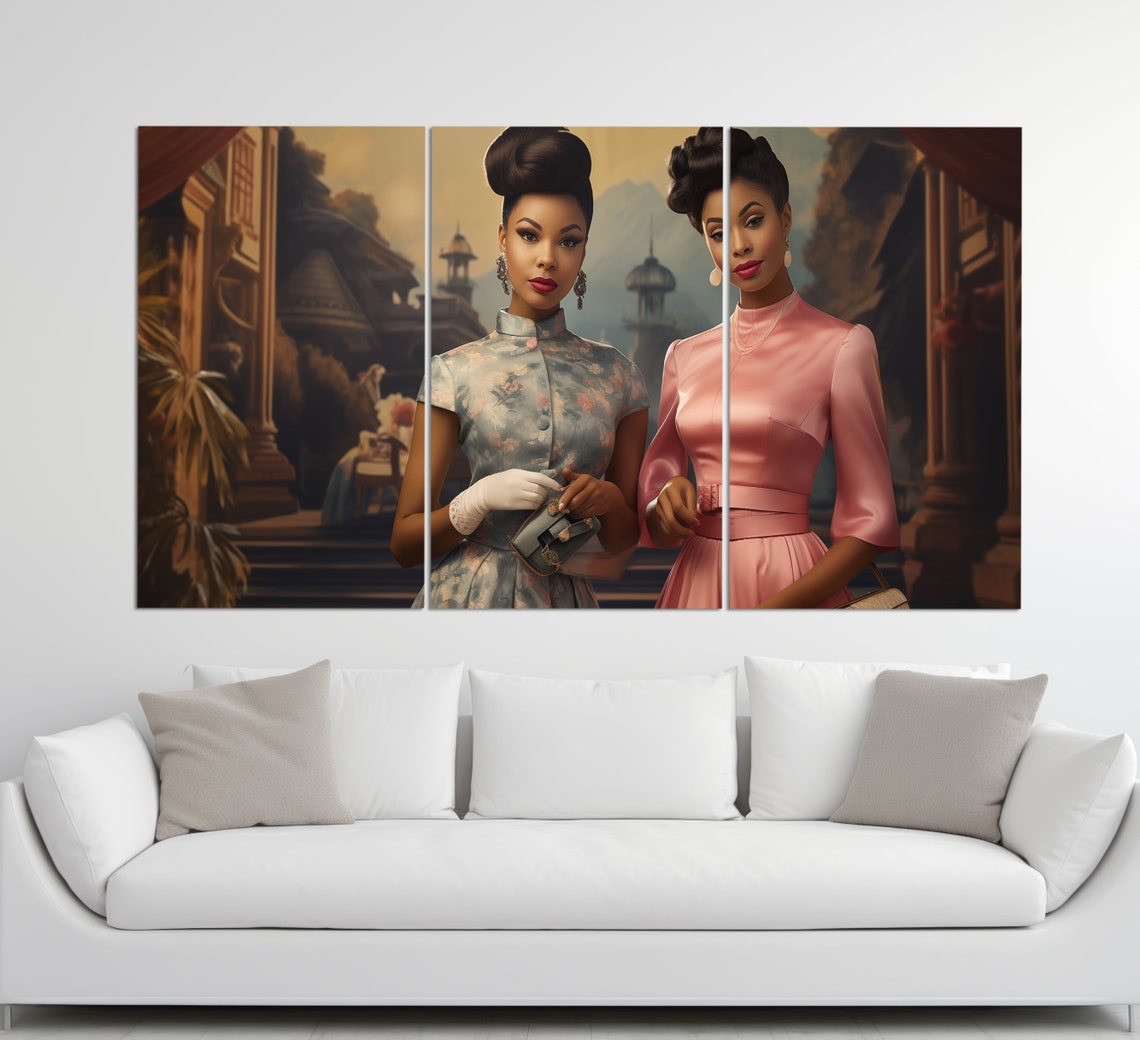 African Ladies Print In A Vintage Oil Painting Style African Wall Art Ethnic Painting African Wall Decor Stunning Women Print - Image 3