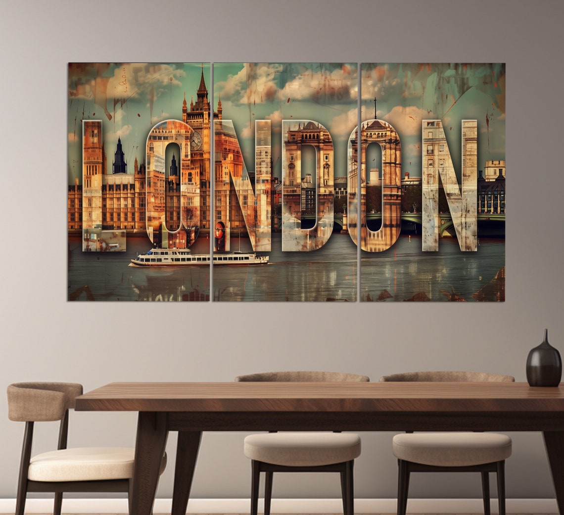 London England Landmarks Collage Typography Bold City Name Art Poster - Image 3
