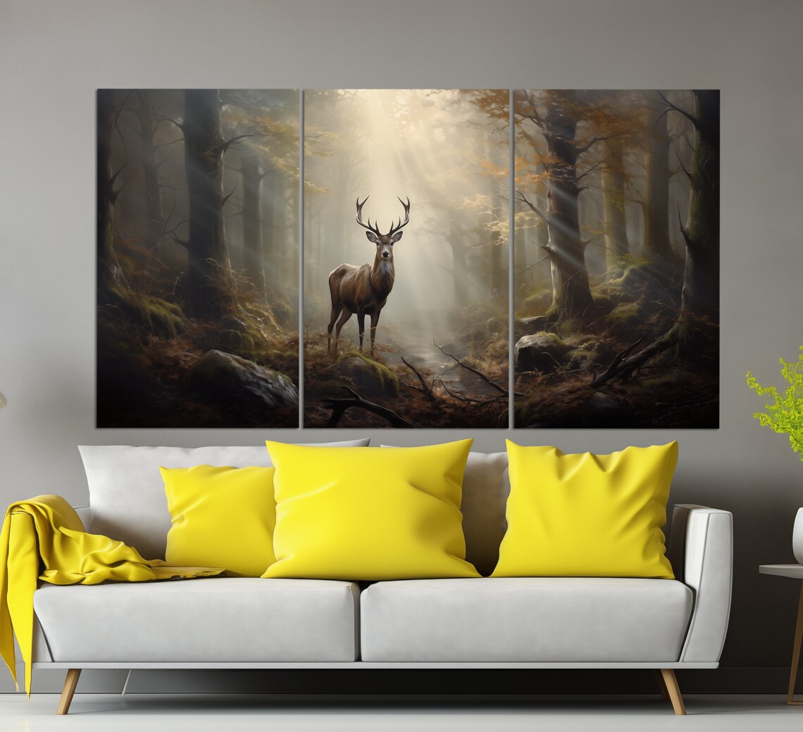 Deer In Forest, Vintage Oil Painting Style Art Print - Image 6