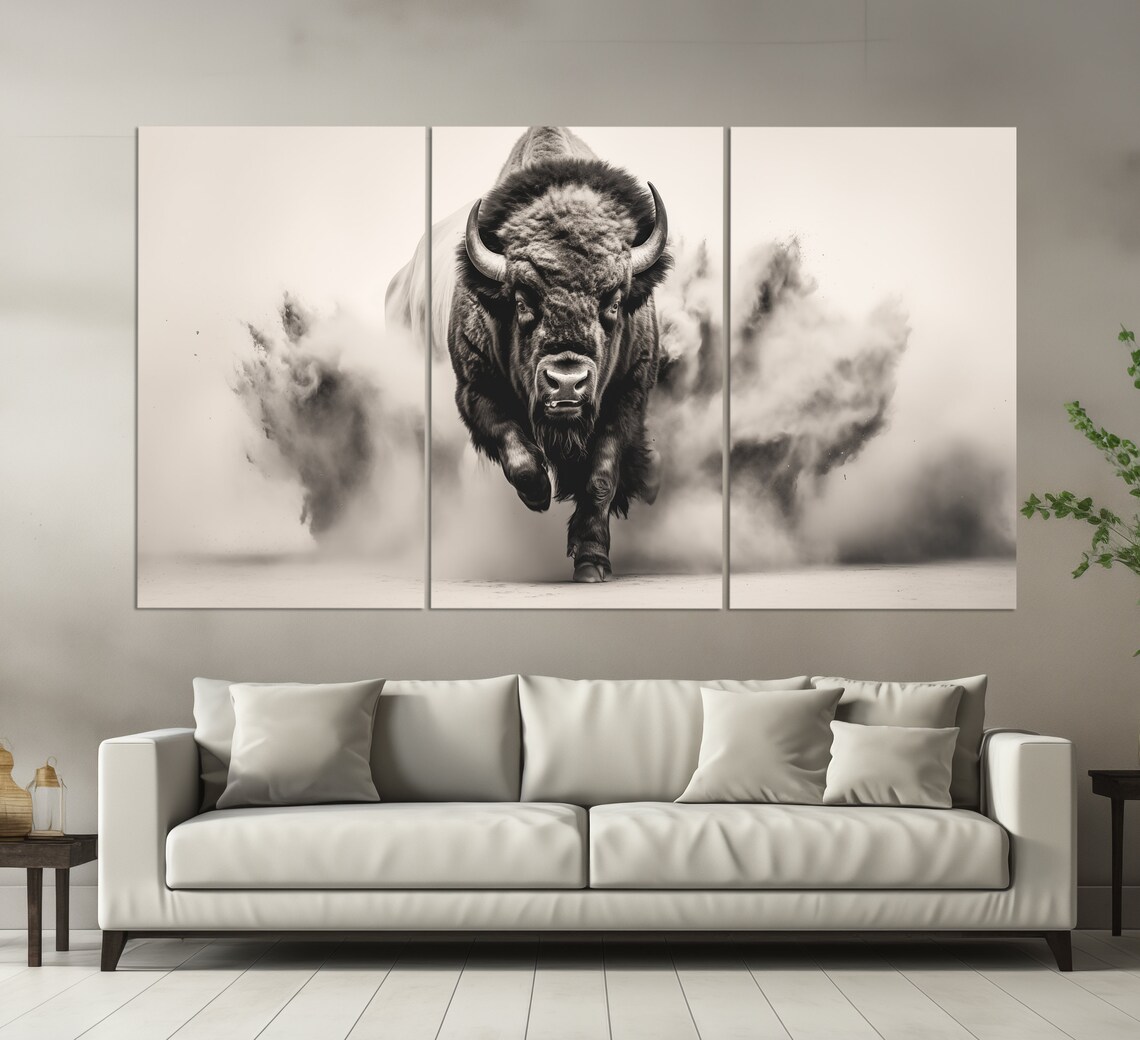 Bison Print, Black And White Animal Art Print
