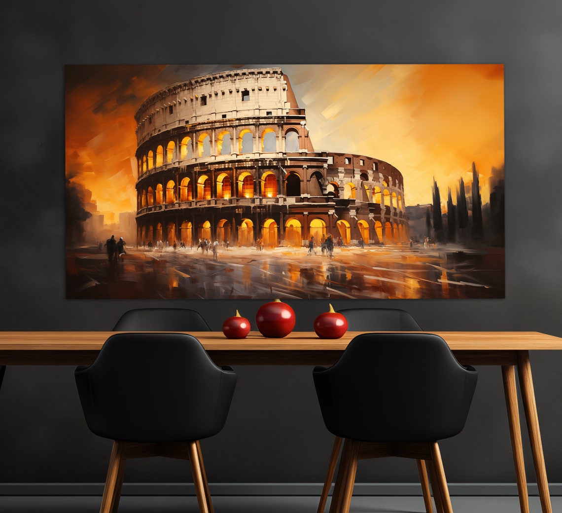 Rome Colosseum Print In A Vintage Oil Painting Style Rome Wall Art Colosseum Painting Colosseum Wall Art Italy Art