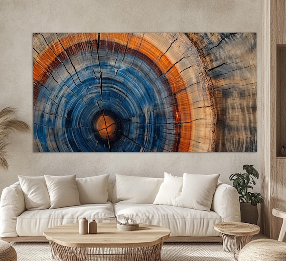 Abstract Tree Cut Print Warm Tones Wall Art Wood Wall Art Wood Poster Bedroom Wall Decor Colorful Wood Wall Art