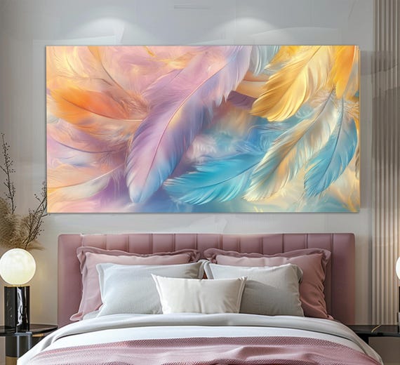 Soft Tones Feathers Print Feathers Painting Neutral Colors Wall Art Feathers Poster Feathers Wall Art Colorful Wall Decor