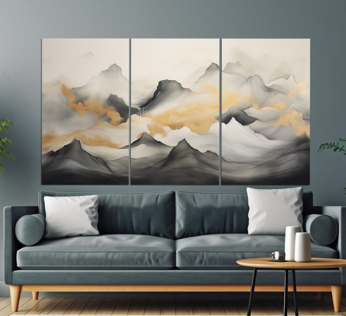 Golden Boho Peaks Print Abstract Mid Century Art Boho Mountains Poster Boho Wall Art Abstract Wall Art Boho Wall Decor - Image 3