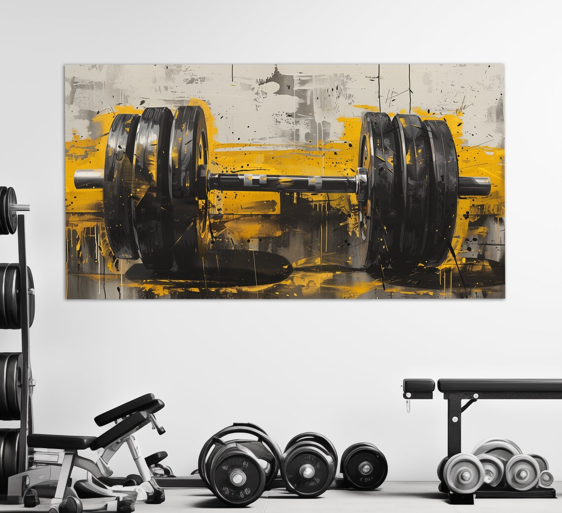 Loaded Barbell Black Gold Grunge Weightlifting Gym Fitness Poster - Image 3