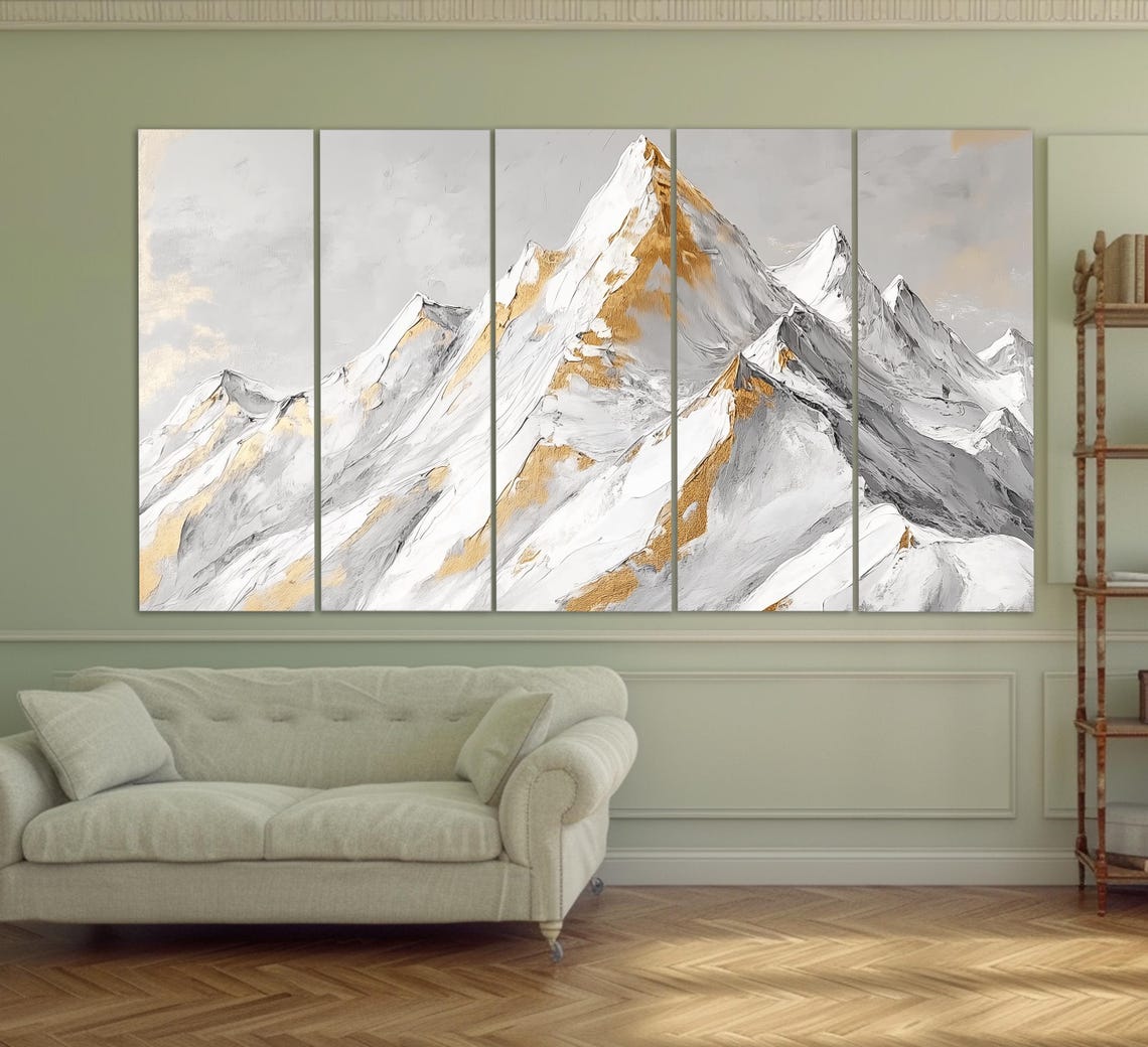 Abstract Snow Mountains Print Neutral Tones Winter Nature Wall Art Winter Wall Decor Mountains Wall Art - Image 2