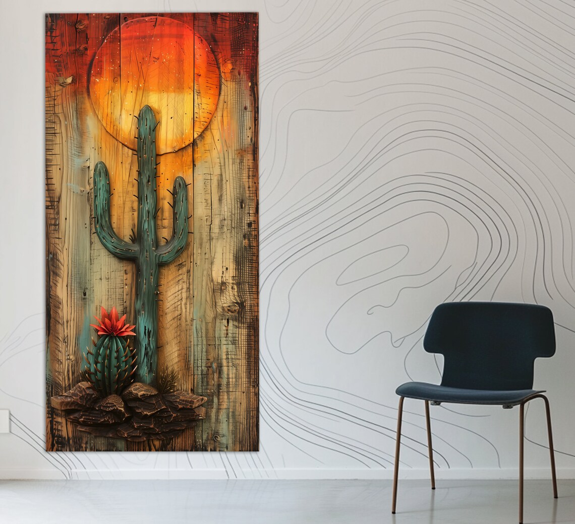 Abstract Cactus Sunset Print, Boho Arizona Poster - Image 4