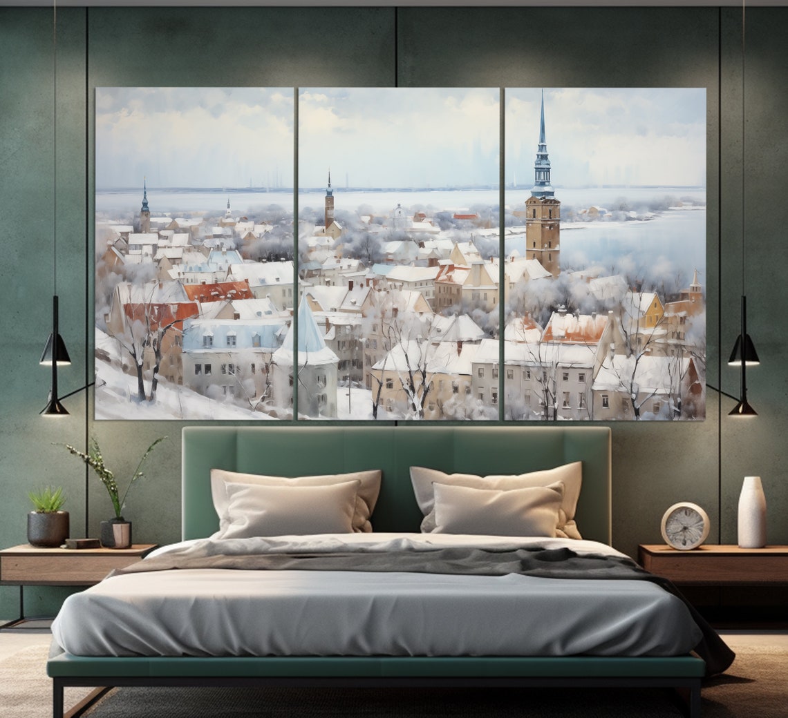 Tallinn Print In A Vintage Oil Painting Style Abstract Tallinn Wall Art Tallinn Painting Estonia Wall Art Estonia Art - Image 6