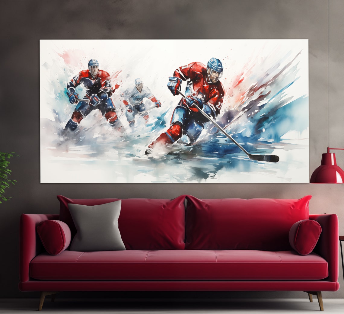 Abstract Ice Hockey Print In An Oil Painting Style Ice Hockey Wall Art Ice Hockey Painting Ice Hockey Poster Ice Hockey Fan Gift