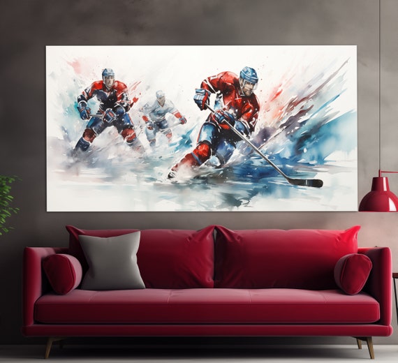 Abstract Ice Hockey Print In An Oil Painting Style Ice Hockey Wall Art Ice Hockey Painting Ice Hockey Poster Ice Hockey Fan Gift