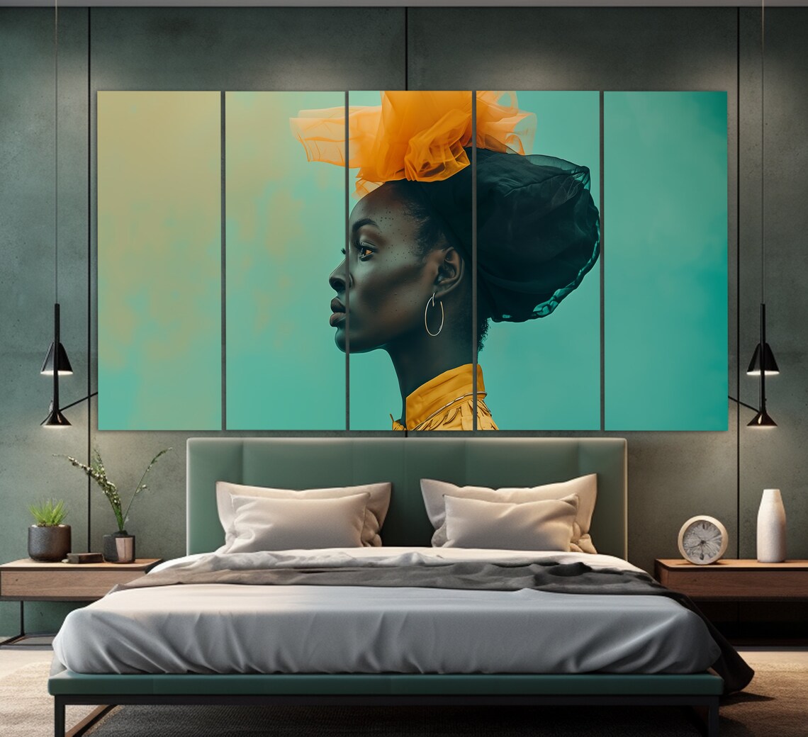 African Woman Blue Background Portrait Ethnic Beauty Art Poster - Image 3