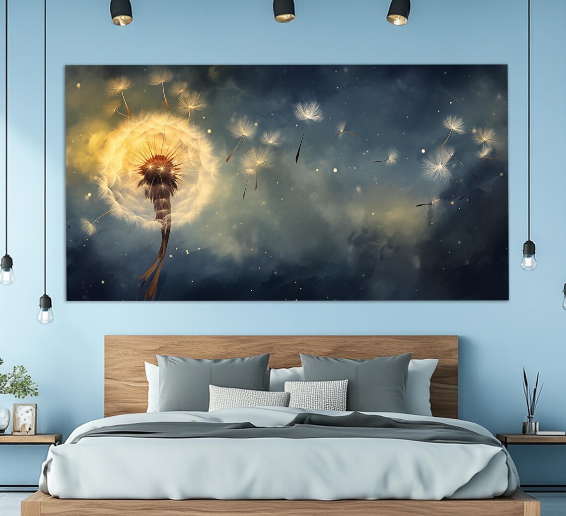 Abstract Dandelion Art Print, Modern Floral Decor