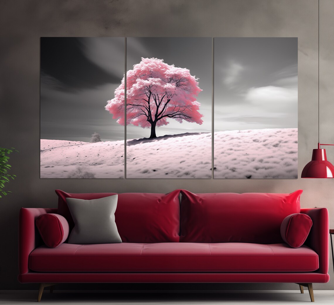 Abstract Pink Tree Print Abstract Nature Wall Art Pink Wall Decor Pink Tree Painting Soft Pink Art - Image 5